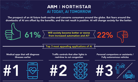 ARM이 의뢰하고 노스스타 리서치가 수행한 인공지능에 대한 글로벌 설문조사 / 사진=ZDNet 제공