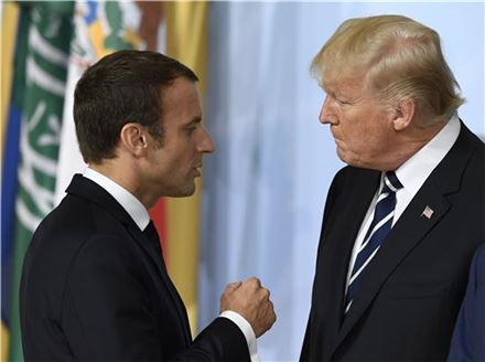 에마뉘엘 마크롱 프랑스 대통령(왼쪽)과 도널드 트럼프 미국 대통령. (사진=EPA연합뉴스)