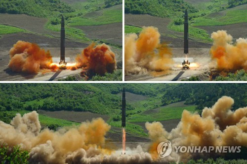 북한 대륙간탄도미사일(ICBM) '화성-14' [이미지출처=연합뉴스]