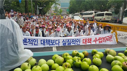 '우박 피해'본 농민들의 절규…"재해보험법 개정하라"