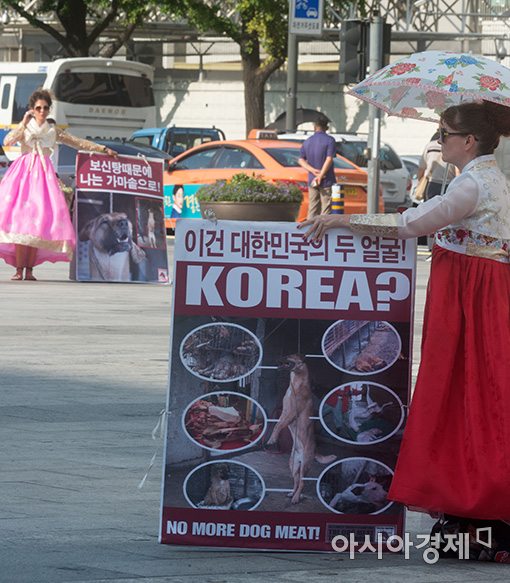 [포토]"한국의 개고기 문화 반대합니다"