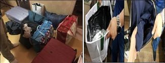 훔친 의류와 특수가방/사진=부산금정경찰서