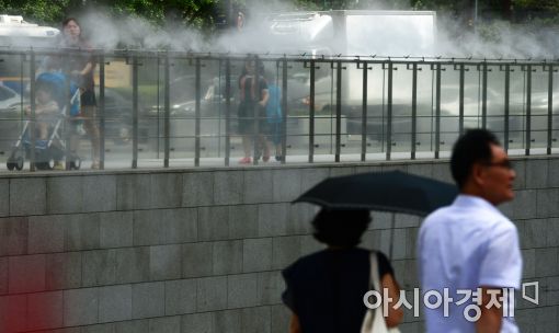[포토]물안개로 식히는 폭염