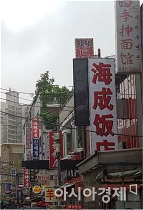 지난 10일 오후 찾은 서울 영등포구 대림2동 거리에 중국어 간판이 빽빽하게 늘어서 있다. 사진=김민영 기자