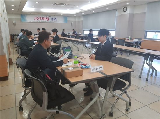 경기경제과학원이 1일 청년구직자와 구인난에 허덕이는 기업을 연결해주는 1대1 잡미팅을 개최했다.