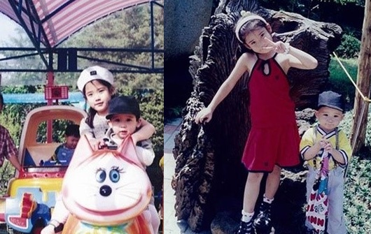 아이유 동생과 함께 꼬마시절 찰칵..외모 판박이 
