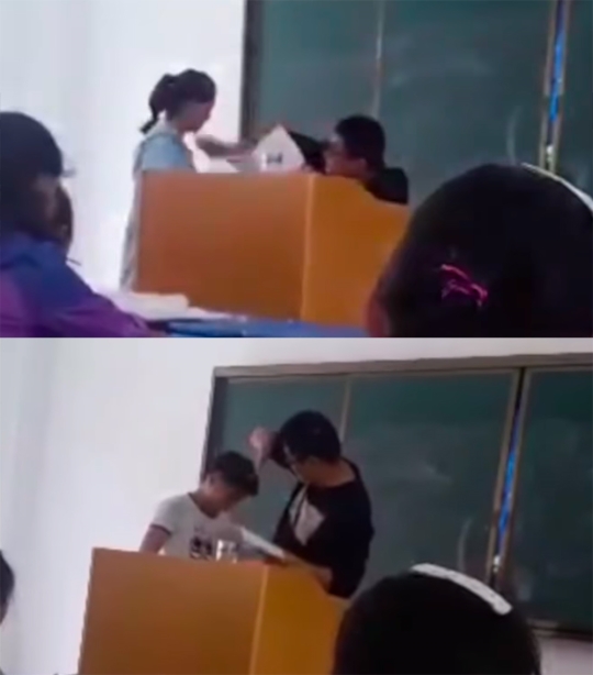 고전 시 못 외운다고 학생 뺨 때린 중국 교사 / 사진=유튜브 영상 캡처
