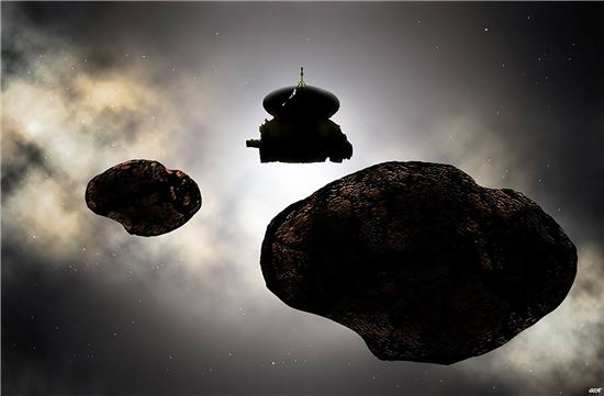 ▲뉴호라이즌스 호가 2019년 1월1일 '2014 MU69'에 도착하는 모습을 상상한 이미지.[사진제공=NASA]