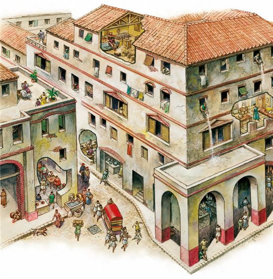로마 시민들의 인술라 주거 재현도(사진=위키피디아) 
