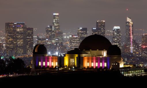 [포토] LA, 2028 올림픽 유치 축하 조명쇼