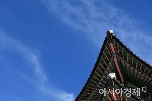 [포토]처마 끝에 걸린 가을하늘