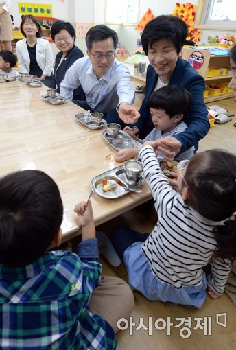 [포토]어린이들과 대화하는 김동연 경제부총리