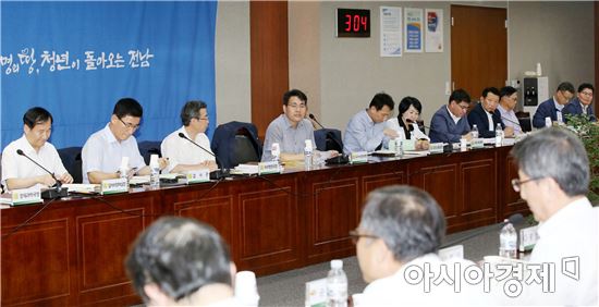 이재영 전라남도지사 권한대행이 19일 오후 도청 서재필실에서 시ㆍ군 부단체장 협력회의를 주재하고 있다. 사진제공=전남도