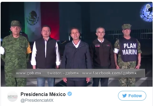 멕시코 대통령 "구조작업이 가장 중요…침착하게 대응해달라" 성명 발표