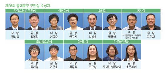제26회 동대문구민상 수상자 