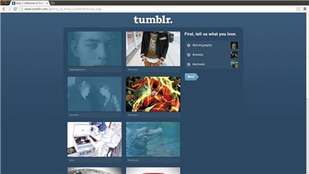 블로그형 웹사이트 '텀블러(Tumblr)'의 PC화면
