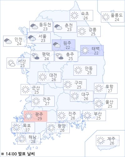 아경 오늘(30일)의 날씨와 미세먼지 (오후)