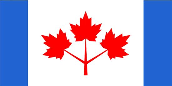 캐나다 국기 디자인 응모전에서 현재 캐나다 국기와 경합했던 깃발 모습(사진=탑캐나다 홈페이지)