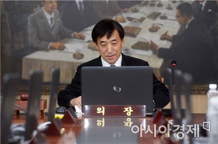 이주열 한국은행 총재가 19일 서울 태평로 한은 삼성본관에서 금융통화위원회 본회의를 주재하고 있다(사진=문호남 기자)