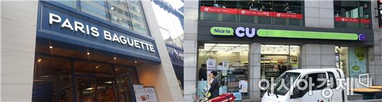 파리바게뜨 명동점(좌), CU 역삼점(우).