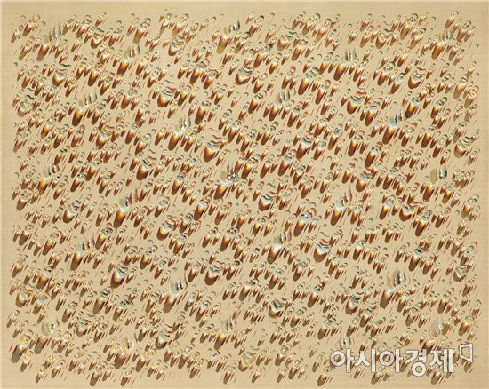 김창열, 물방울 S.H.87005, 마포에 유채, 181.8×227.3cm (150호), 1986	