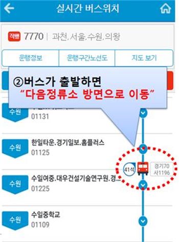 스마트폰 경기버스정보 앱서비스