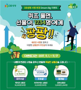 동부생명, 사명 변경 퀴즈 이벤트 실시 