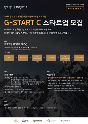 경기콘텐츠진흥원의 'G-START C 스타트업 모집' 포스터