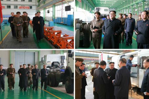 북한의 김정은 노동당 위원장이 대형 트럭을 비롯한 자동차를 생산하는 '3월16일 공장'을 시찰했다고 노동신문이 4일 보도했다. (사진=연합뉴스)