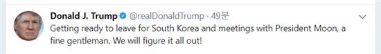 트럼프 "훌륭한 신사 文 대통령 만나러 한국에 떠날 준비가 됐다"