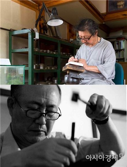 국가무형문화재 제35호 조각장 보유자 인정 예고 곽홍찬 씨(위), 국가무형문화재 제35호 조각장 보유자 인정 예고 김용운 씨(아래) [사진=문화재청 제공]
