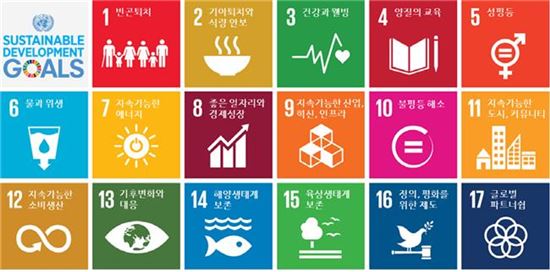 UN 지속가능발전목표(SDGs) 17개 목표(제공=교육부)