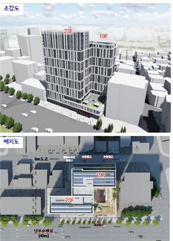 서초동 역세권 청년주택 조감도 및 배치도 