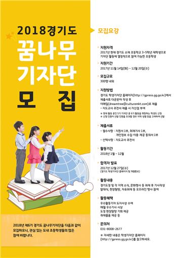 경기 꿈나무기자단 모집 포스터