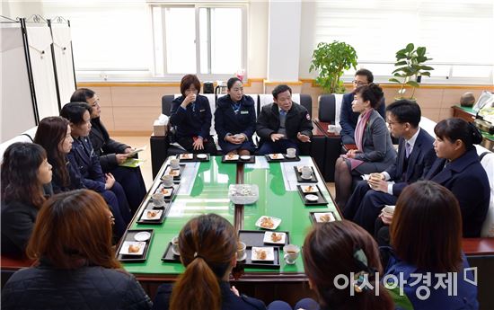 윤장현 광주시장, 건국초 등교생 교통안전 지도