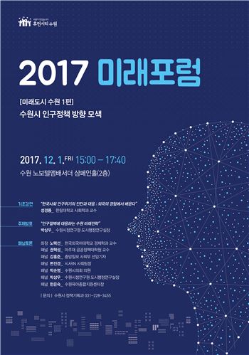 수원시가 인구절벽을 타개하기 위해 개최하는 '2017 미래포럼' 포스터