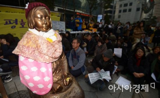 [포토]평화의 소녀상의 겨울나기 