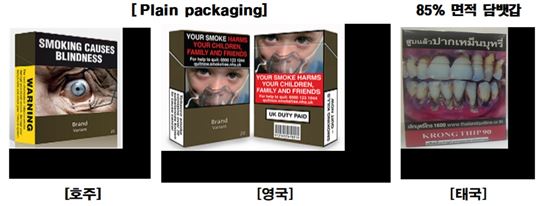 ▲태국은 담뱃갑의 85%를 경고그림으로 채운다.[사진제공=보건복지부]