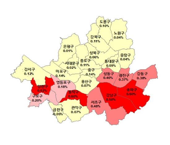 ▲12월4일 기준 서울 주간 아파트 매매가격지수 변동률(자료: 한국감정원)