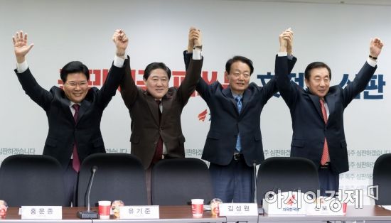 한국당 원대후보 4인, 초선들과 간담회…경선 분위기 후끈