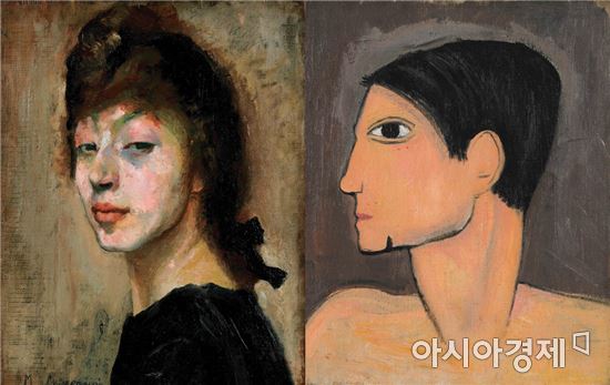 자화상_목판에 유채_1905(왼쪽)/ 파블로 피카소_캔버스에 유채_1908
