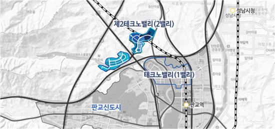 판교 제2테크노밸리 위치도