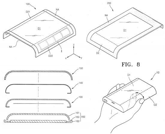 삼성전자가 미국 특허청에 스마트폰 뒷면까지 화면을 확장하는 특허를 출원했다.(사진=미국 특허청)