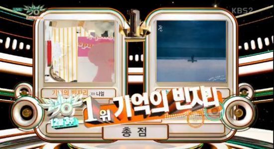 15일 방송된 KBS 2TV 음악방송 프로그램 ‘뮤직뱅크’에서 가수 나얼이 ‘기억의 빈자리’로 1위를 차지했다./사진='뮤직뱅크' 캡쳐