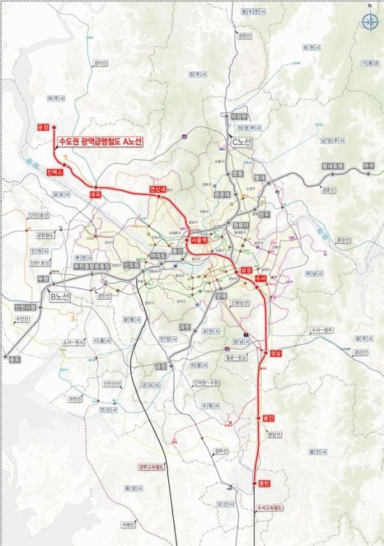 ▲수도권 광역급행철도(GTX) A 노선도(자료: 국토교통부)