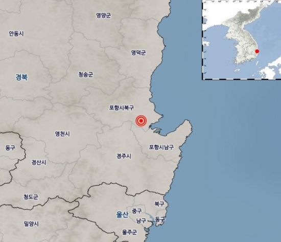 기상청은 11일 오전 5시3분쯤 경북 포항시 북구 북서쪽 5㎞ 지역에서 규모 4.6 지진이 발생했다고 밝혔다. (사진=기상청 홈페이지 캡처)