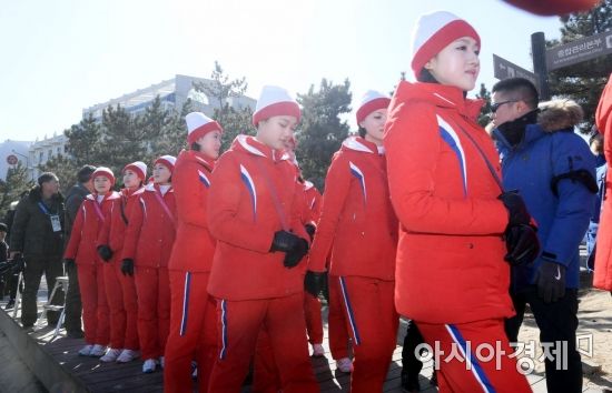 [포토] 북한 응원단, 경포해변 나들이