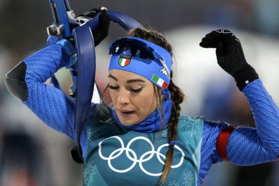 지난 10일 강원도 평창 알펜시아 바이애슬론센터에서 열린 2018 평창 겨울올림픽 바이애슬론 여자 7.5km 스프린트 경기에 참가한 이탈리아의 도로테아 비에러(사진=AP연합뉴스).