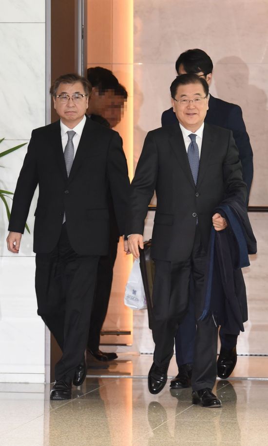 정의용·서훈, '북미 정상회담' 성과 안고 귀국(종합)