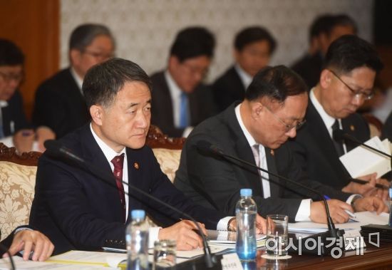 [포토]국정현안점검조정회의 참석한 박능후 보건복지부 장관